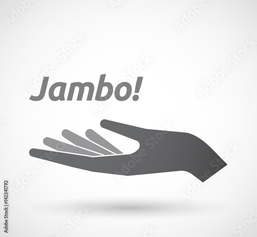 Isolated hand with  the text Hello! in the swahili language