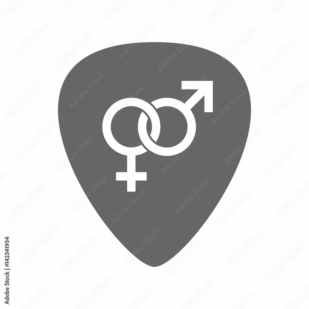 Isolated guitar plectrum with an interlaced female an male sexual signs Isolated guitar plectrum with an interlaced female an male sexual signs