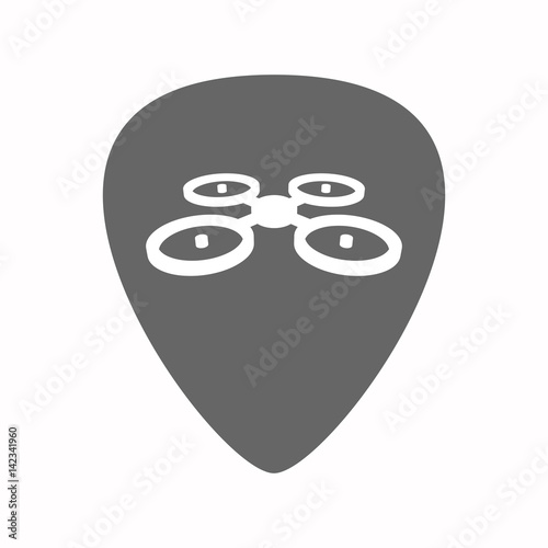 Isolated guitar plectrum with  a quadcopter drone