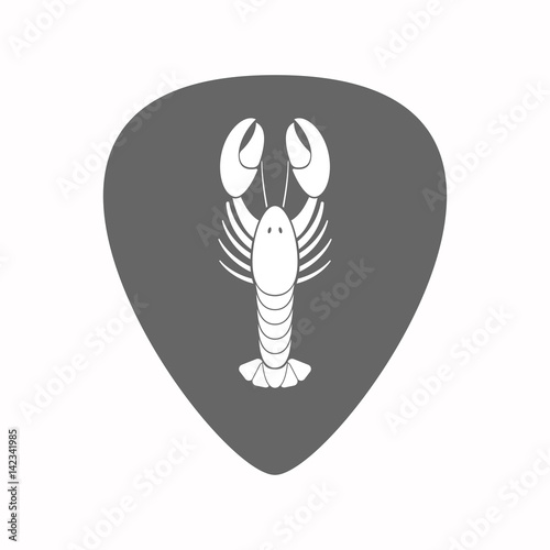 Isolated guitar plectrum with a lobster seafood