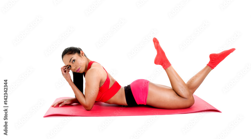 Beautiful girl and gym equipment Beautiful girl and gym equipment