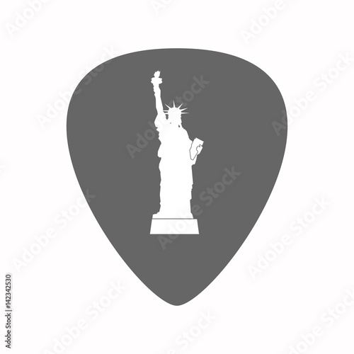 Isolated guitar plectrum with  the Statue of Liberty