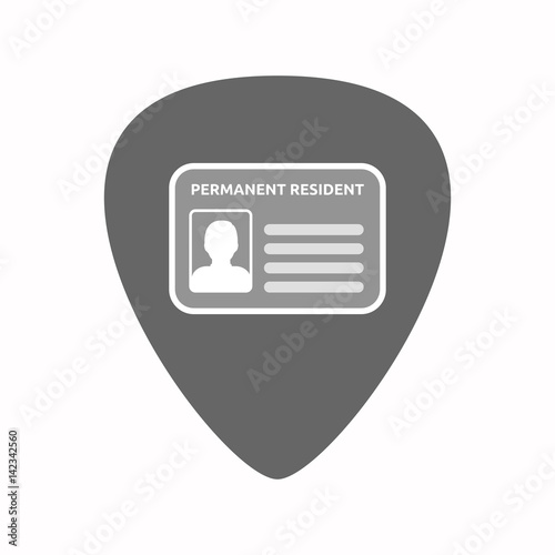 Isolated guitar plectrum with  a green card