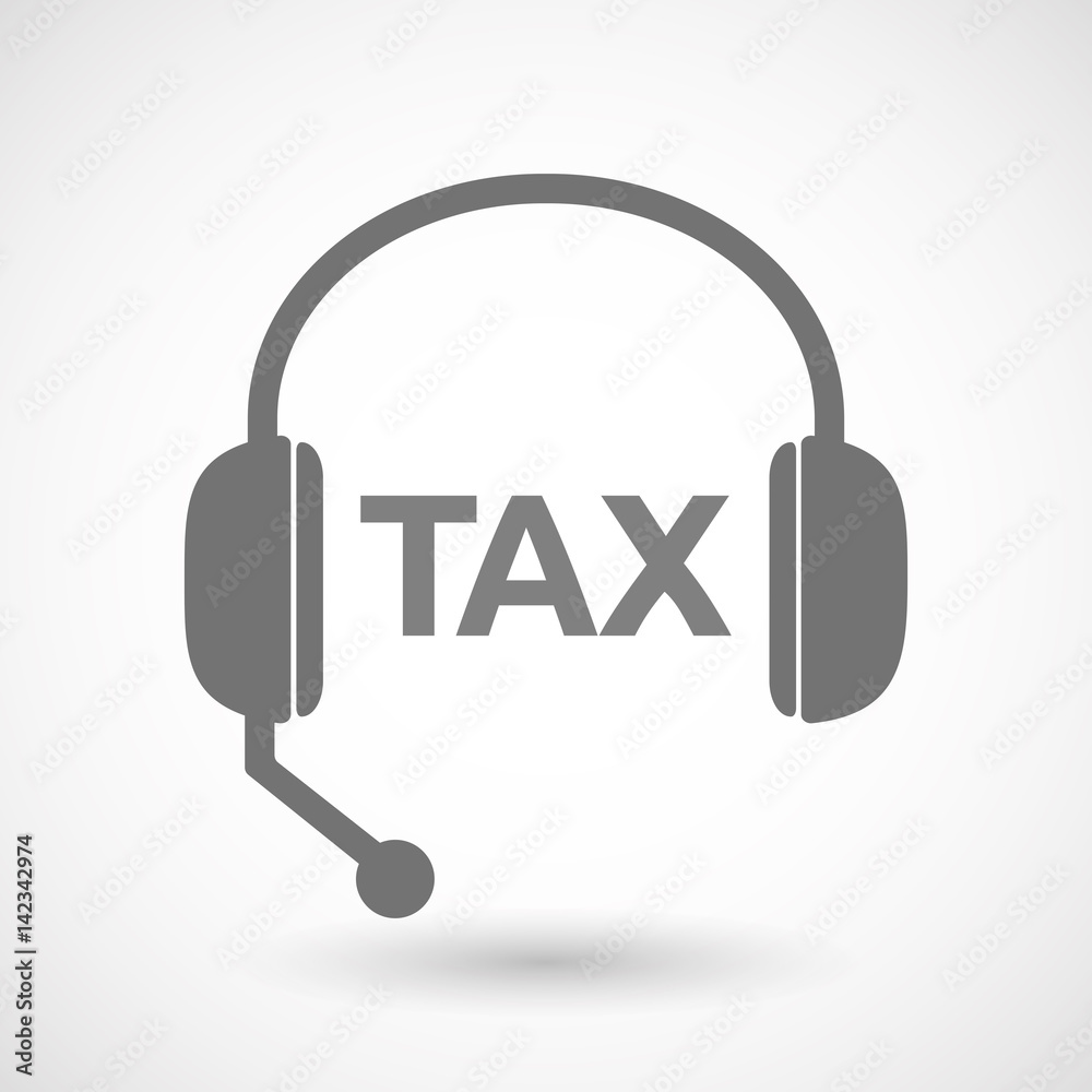 Isolated hands free headphones with the text TAX Isolated hands free headphones with the text TAX