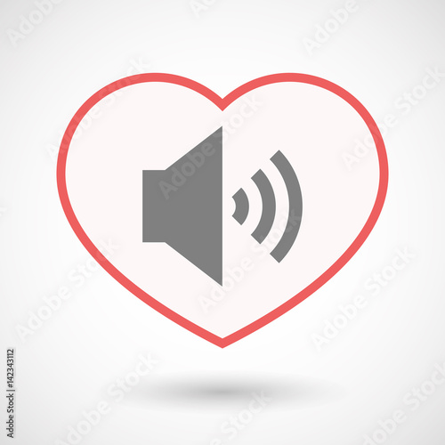 Isolated line art heart with  a speaker volume sign