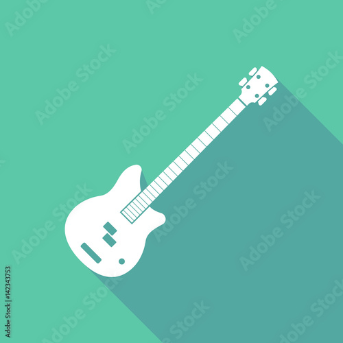 Illustration of   a four string electric bass guitar