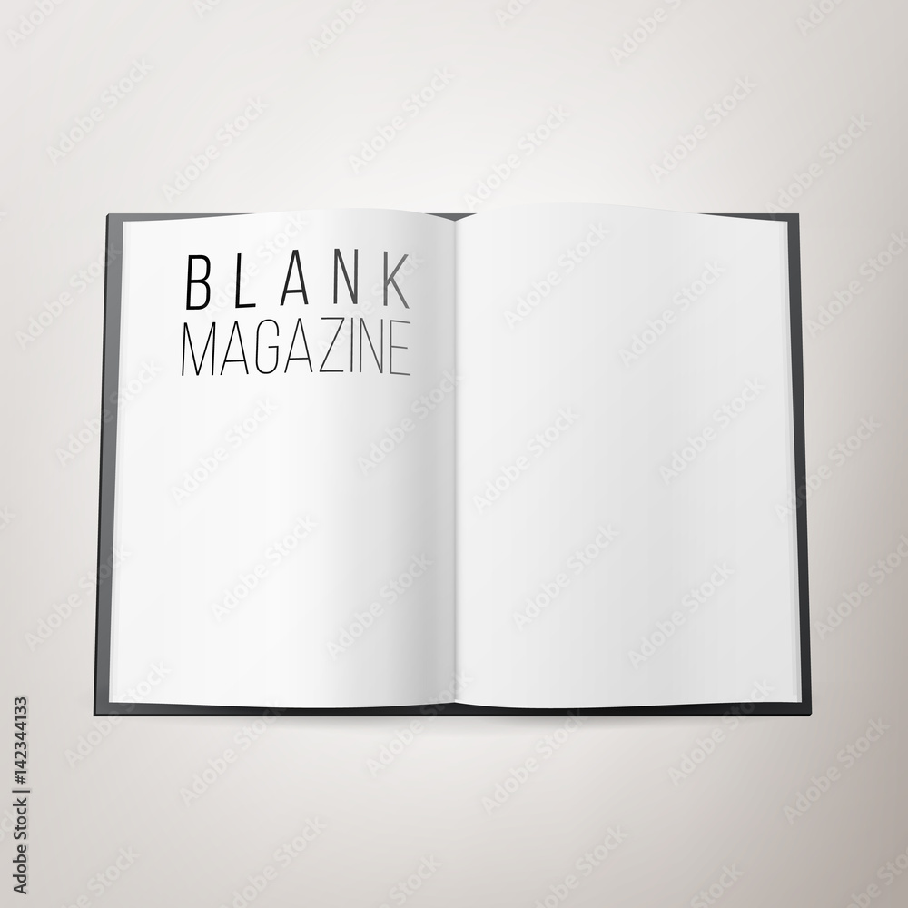 Open Magazine Spread Blank Vector. Double Spread Of Magazine, Book Or Gournal Isolated Open Magazine Spread Blank Vector. Double Spread Of Magazine, Book Or Gournal Isolated