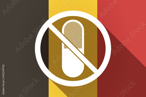 Long shadow Germany flag with  a pill  in a not allowed signal
