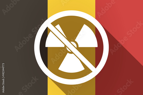 Long shadow Germany flag with  a radioactivity sign  in a not allowed signal