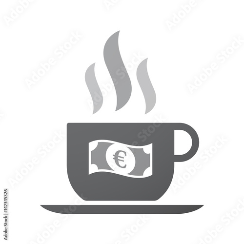 Isolated coffee mug with  an euro bank note