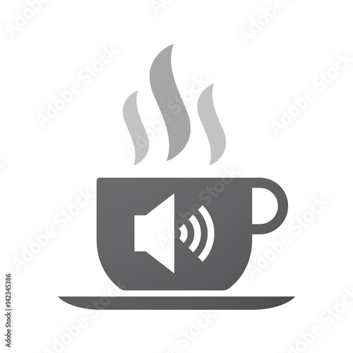 Isolated coffee mug with  a speaker volume sign