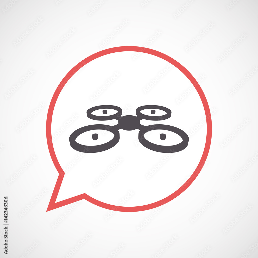 Isolated comic balloon with a quadcopter drone Isolated comic balloon with a quadcopter drone