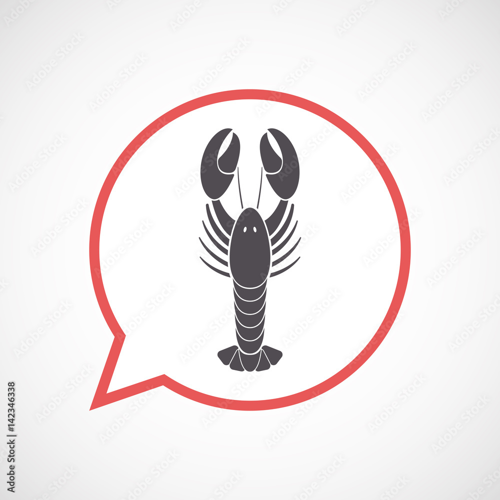Fototapeta premium Isolated comic balloon with a lobster seafood