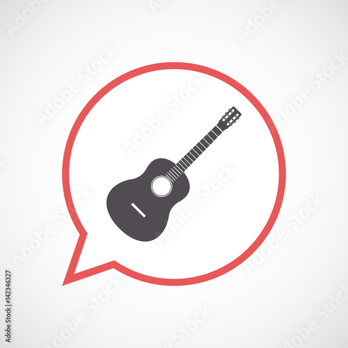 Isolated comic balloon with  a six string acoustic guitar