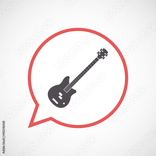 Isolated comic balloon with  a four string electric bass guitar