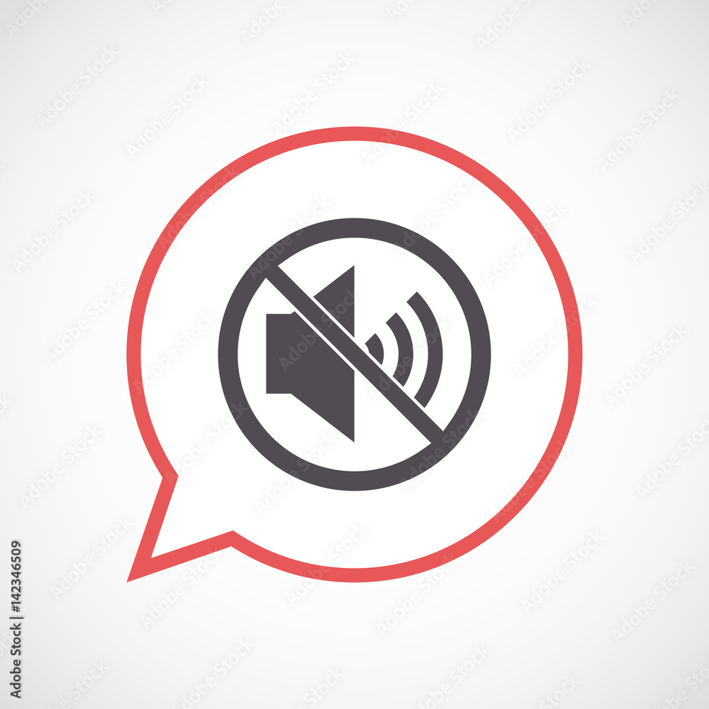 Isolated comic balloon with a speaker in a not allowed signal Isolated comic balloon with a speaker in a not allowed signal