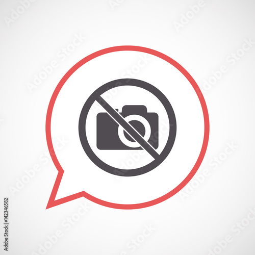Isolated comic balloon with  a photo camera  in a not allowed signal