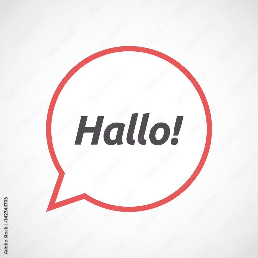 Isolated comic balloon with the text Hello! in the German language Isolated comic balloon with the text Hello! in the German language