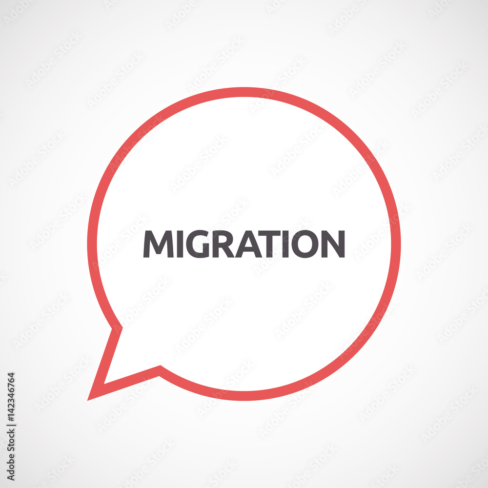 Isolated comic balloon with the text MIGRATION Isolated comic balloon with the text MIGRATION