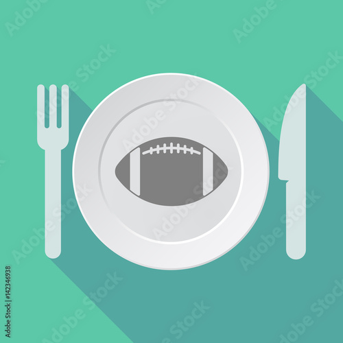 Long shadow tableware with  an american football balloon