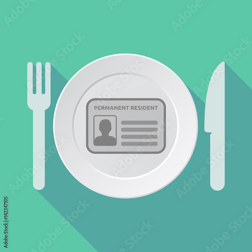 Long shadow tableware with  a green card