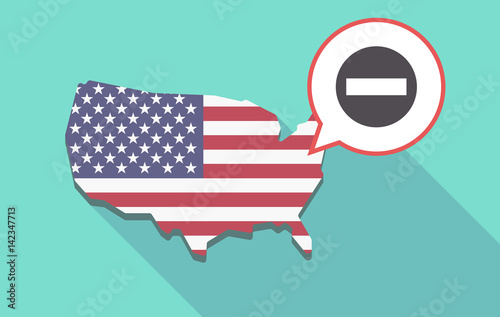 Long shadow USA map with  a no trespassing signal