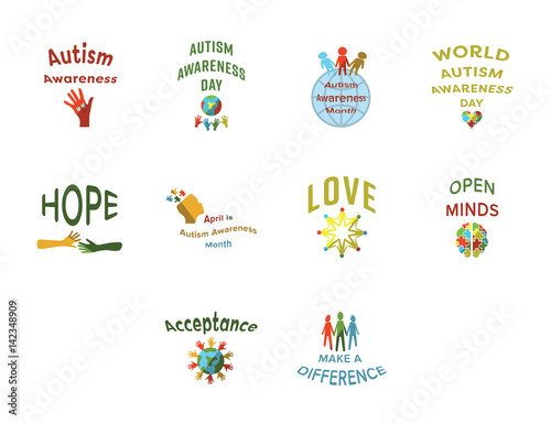 Vector icon set for autism awareness