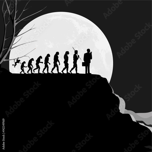 Human evolution whit business man