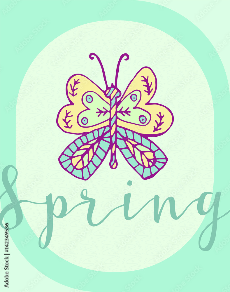 Greeting card with spring text Greeting card with spring text