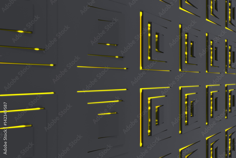 Futuristic technological background made from extruded rectangular shapes