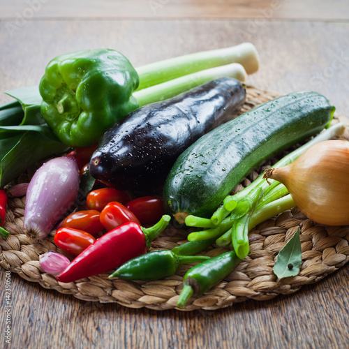 Mediterranean vegetable -  food ingredients, fresh from the market, localy harvested. photo