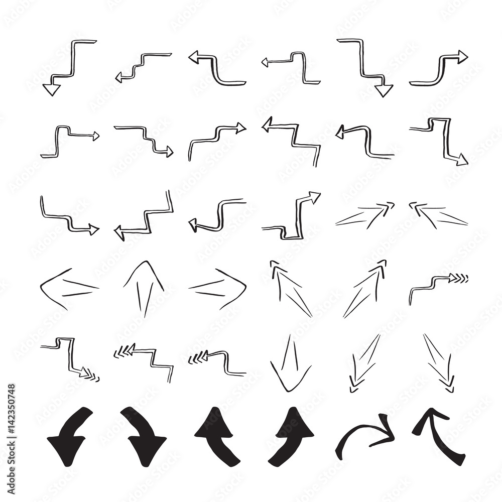 Vector icon set of curved arrows