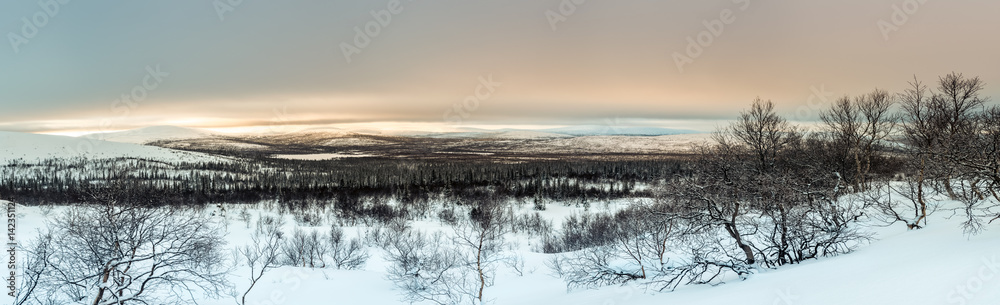 Winter landscape in Russian Lapland, Kola Peninsula