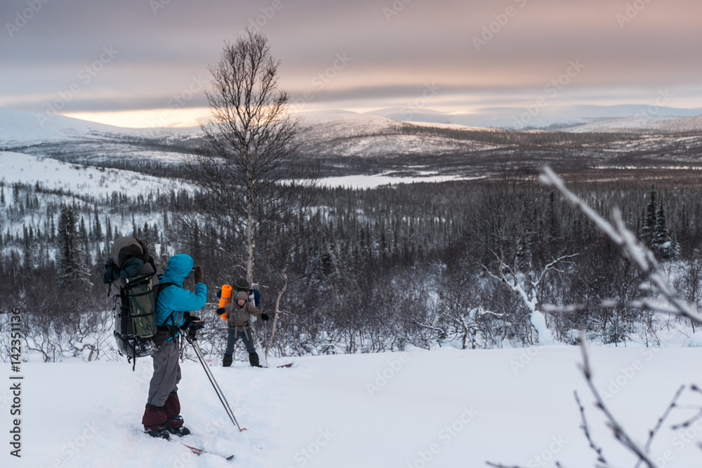 Tourists in Russian Lapland, Kola Peninsula