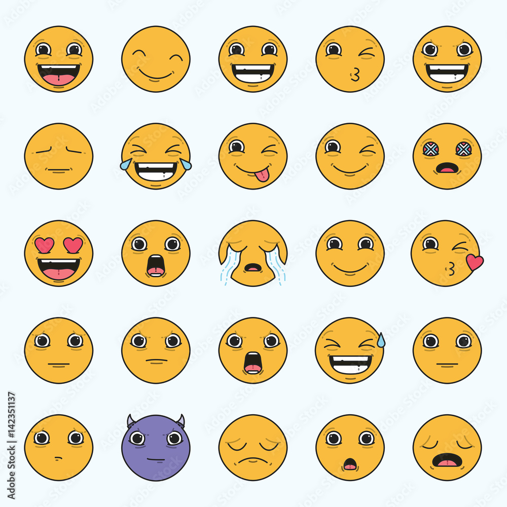 Vector icon set of emoticons Vector icon set of emoticons