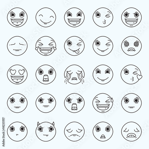 Vector icon set of emoticons