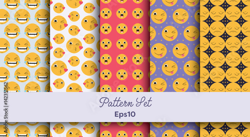 Set of emoticons with text pattern set