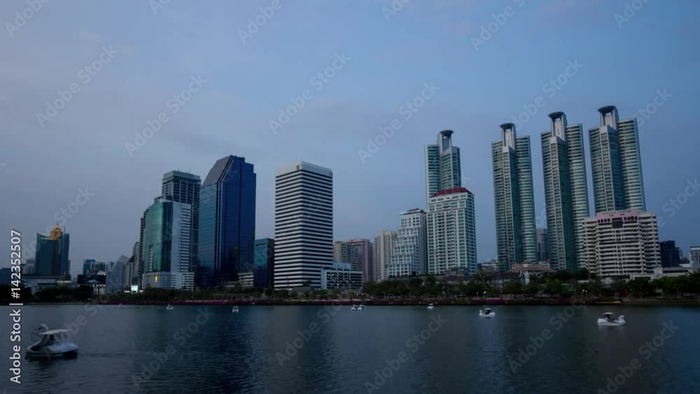 time lapse of city downtown at night with reflection of skyline in Bangkok,Thailand time lapse of city downtown at night with reflection of skyline in Bangkok,Thailand