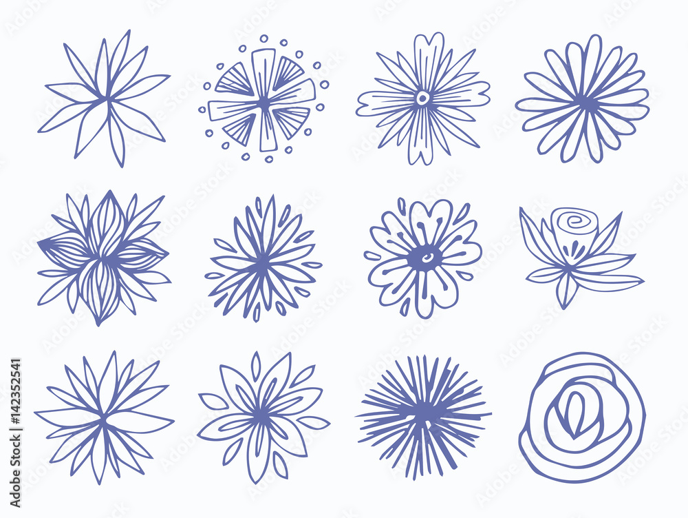 Vector icon set of flowers Vector icon set of flowers