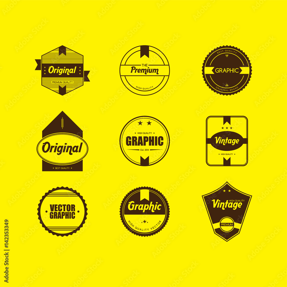 Fototapeta premium Premium Quality and Guarantee Product Label and Badge Emblem Sticker Stamp Set Collection