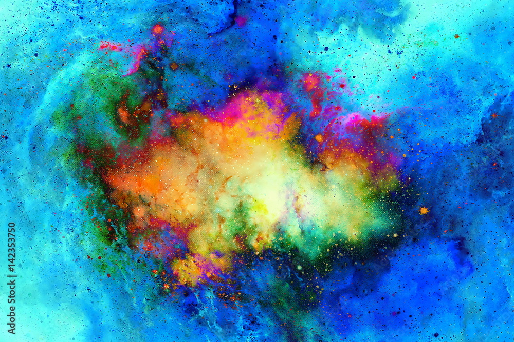 Cosmic space and stars, color cosmic abstract background. Fire effect in space.