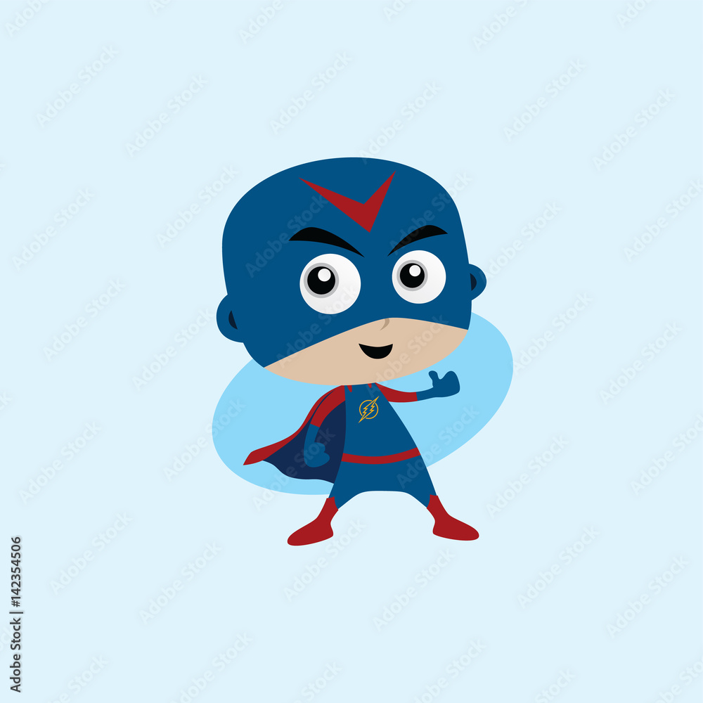 Obraz premium Adorable and amazing cartoon superhero in classic pose