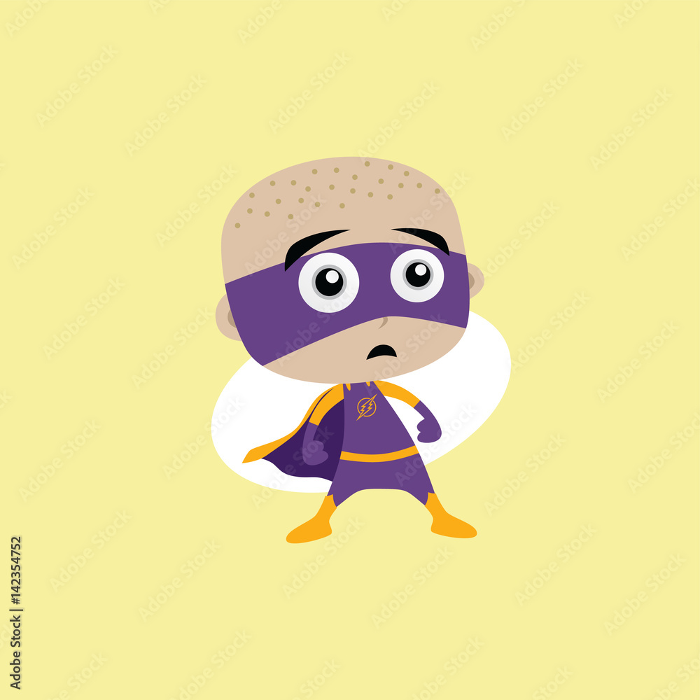 Fototapeta premium Adorable and amazing cartoon superhero in classic pose