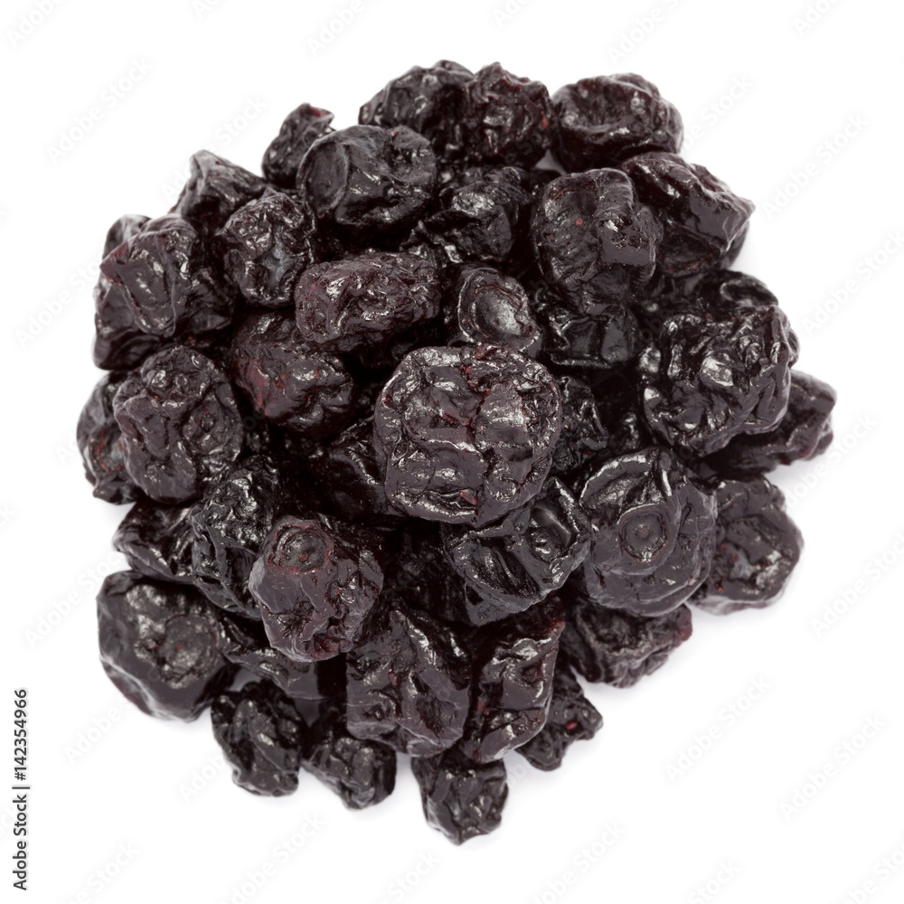 Organic air dried Blackcurrant (Ribes nigrum) berries isolated on white background. Macro closeup. Top view. Organic air dried Blackcurrant (Ribes nigrum) berries isolated on white background. Macro closeup. Top view.