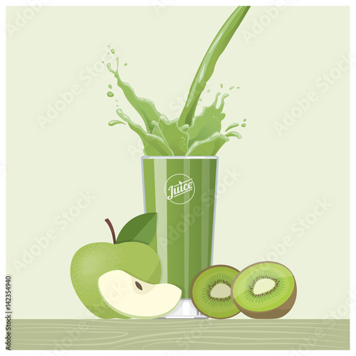 Green juice pouring into a glass