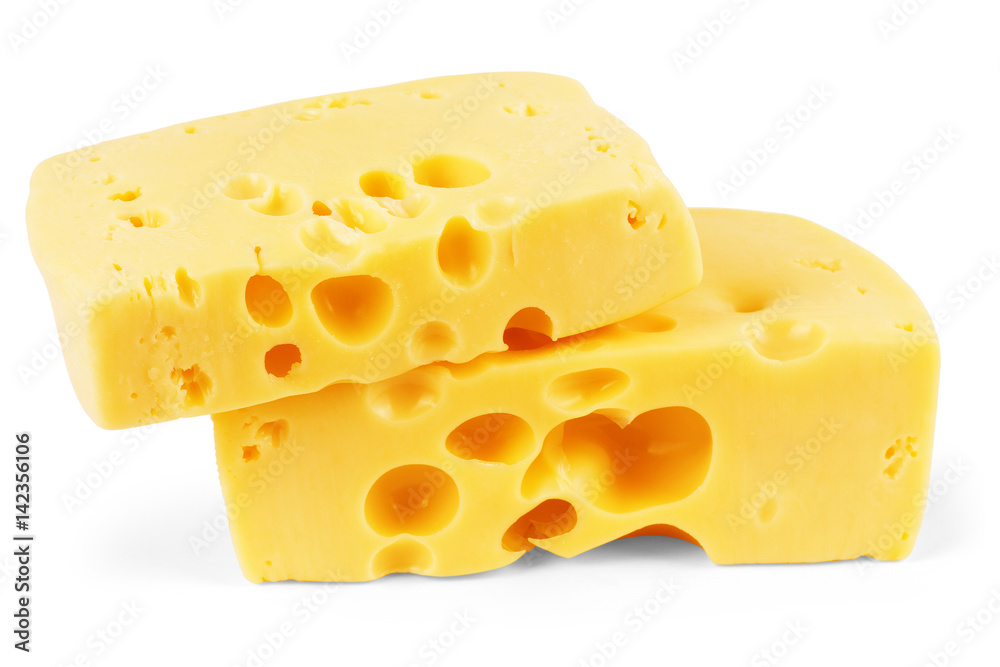 Piece of cheese isolated on white Piece of cheese isolated on white