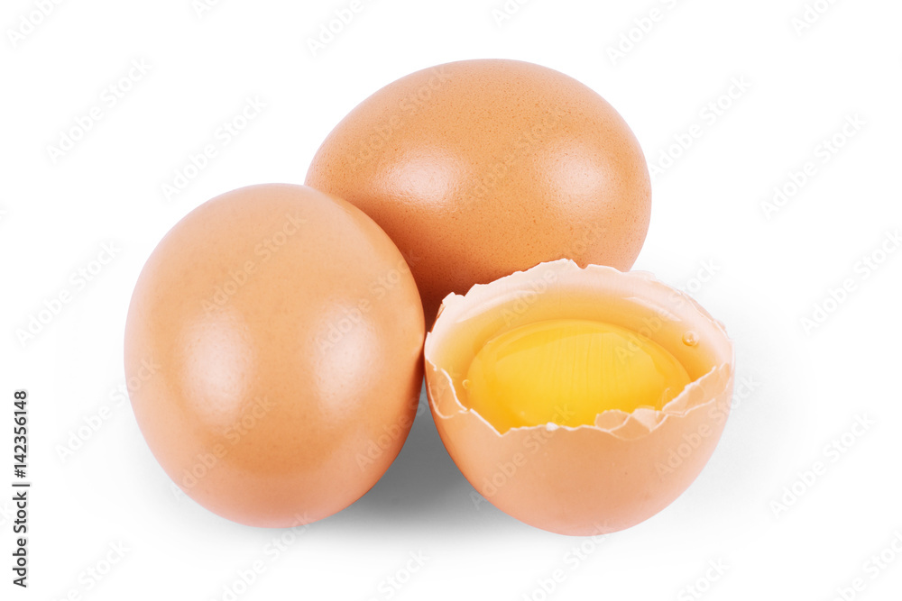 Single brown chicken egg isolated on white Single brown chicken egg isolated on white