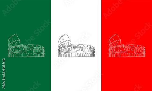 Colosseum vector illustration on Italian flag