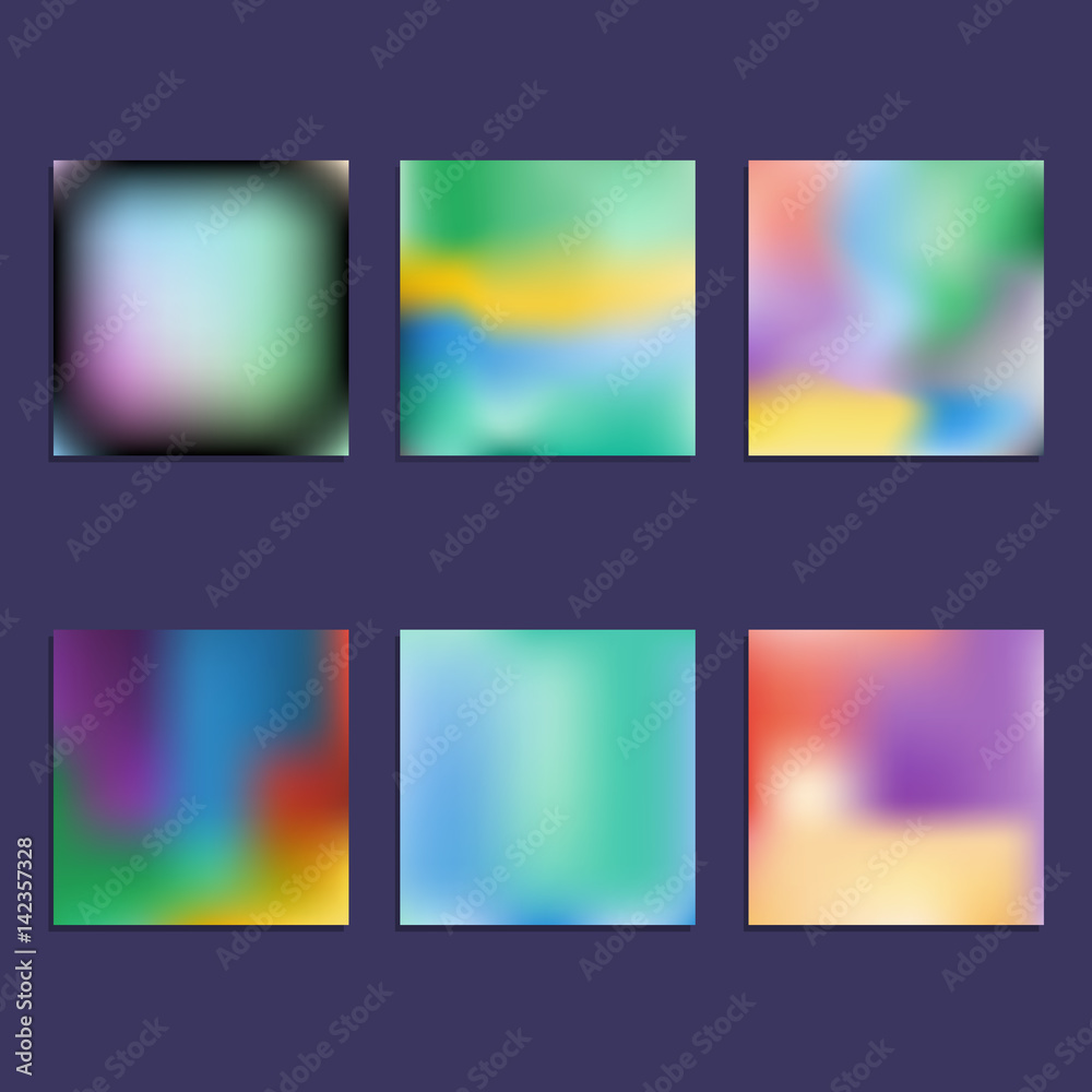Naklejka premium Set of Hologram bright colorful backgrounds