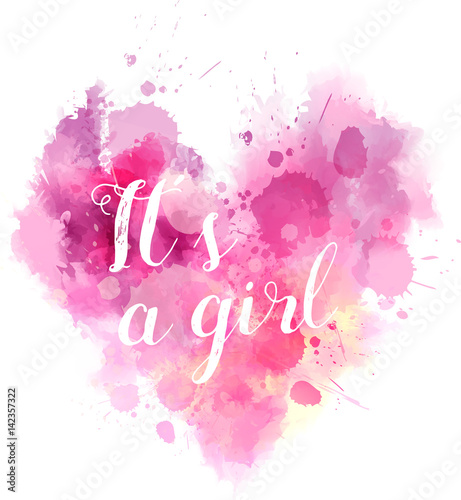 Babe gender reveal watercolored heart